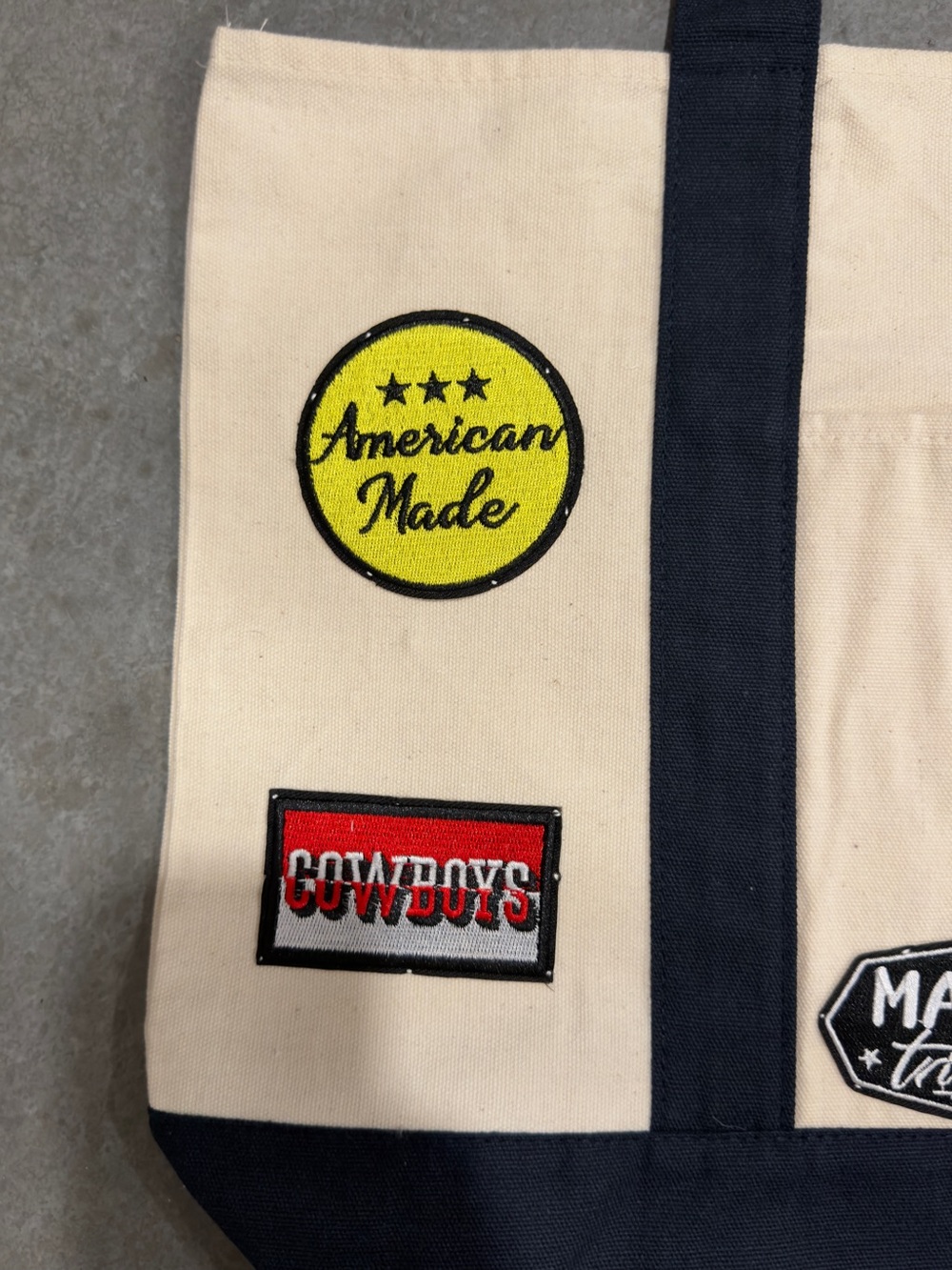 One of a Kind Trader Joe’s Canvas Tote NWT Handmade Western Patch Bag - Picture 4 of 9